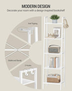 Hzuaneri Ladder Shelf, Bookshelf Bookcase, Freestanding Corner Storage Shelve - Image 5