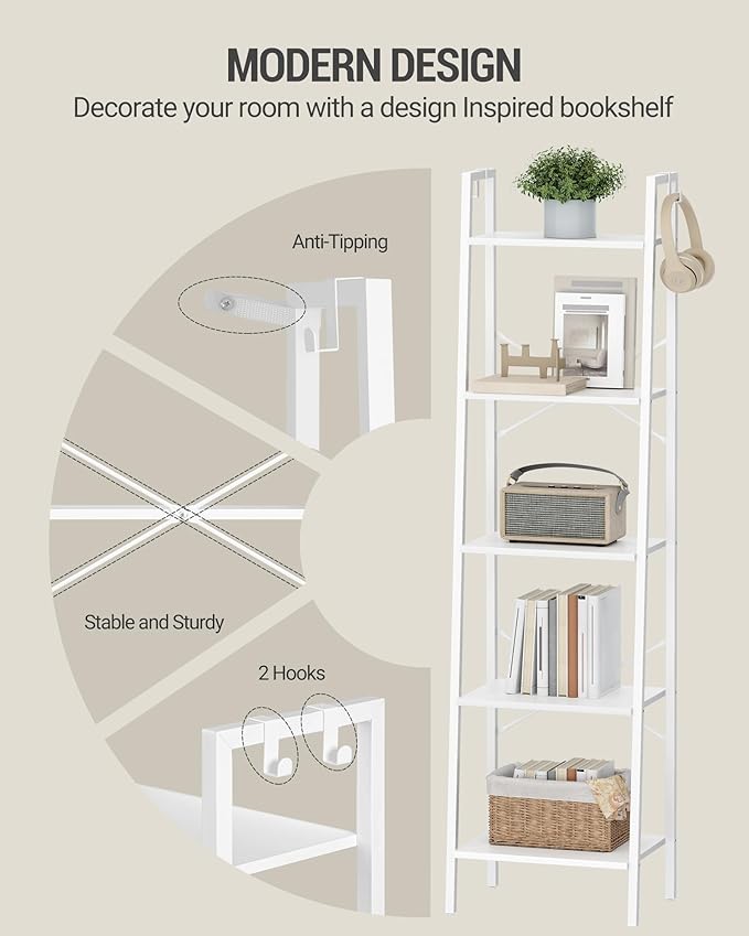Hzuaneri Ladder Shelf, Bookshelf Bookcase, Freestanding Corner Storage Shelve - Image 5