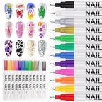 EBANKU 12 Color Nail Art Pens Set, 0.5 MM 3D Nail Polish Pens Acrylic Paint by EBANKU