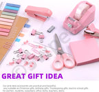 Swpeet 9Pcs Pink Office Supplies Kit, Desk Accessories Including Stapler - Image 6