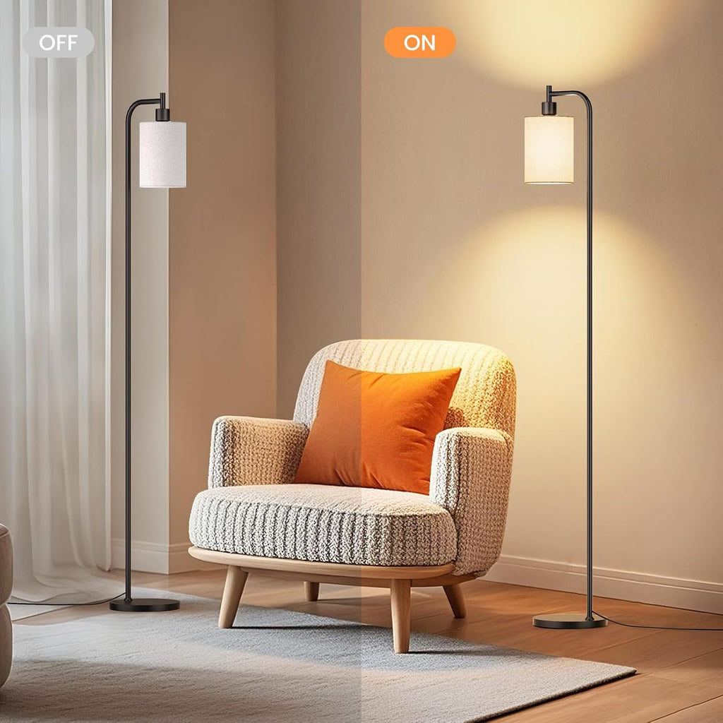 sibrille floor lamp with linen shade, dimmable tall on a desk or shelf