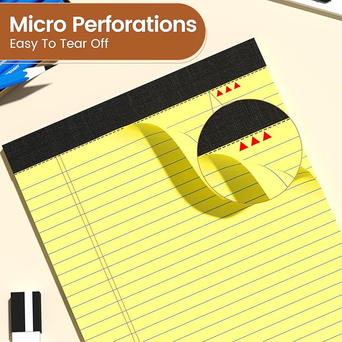 Legal Pads 8.5 X11, Narrow Ruled Notepads, 2 Pack, 50 Sheet/Pad, Tear Off - Image 4