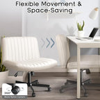 PUKAMI Criss Cross Chair with Wheels, Fabric Padded Armless Cross Legged Office - Image 4