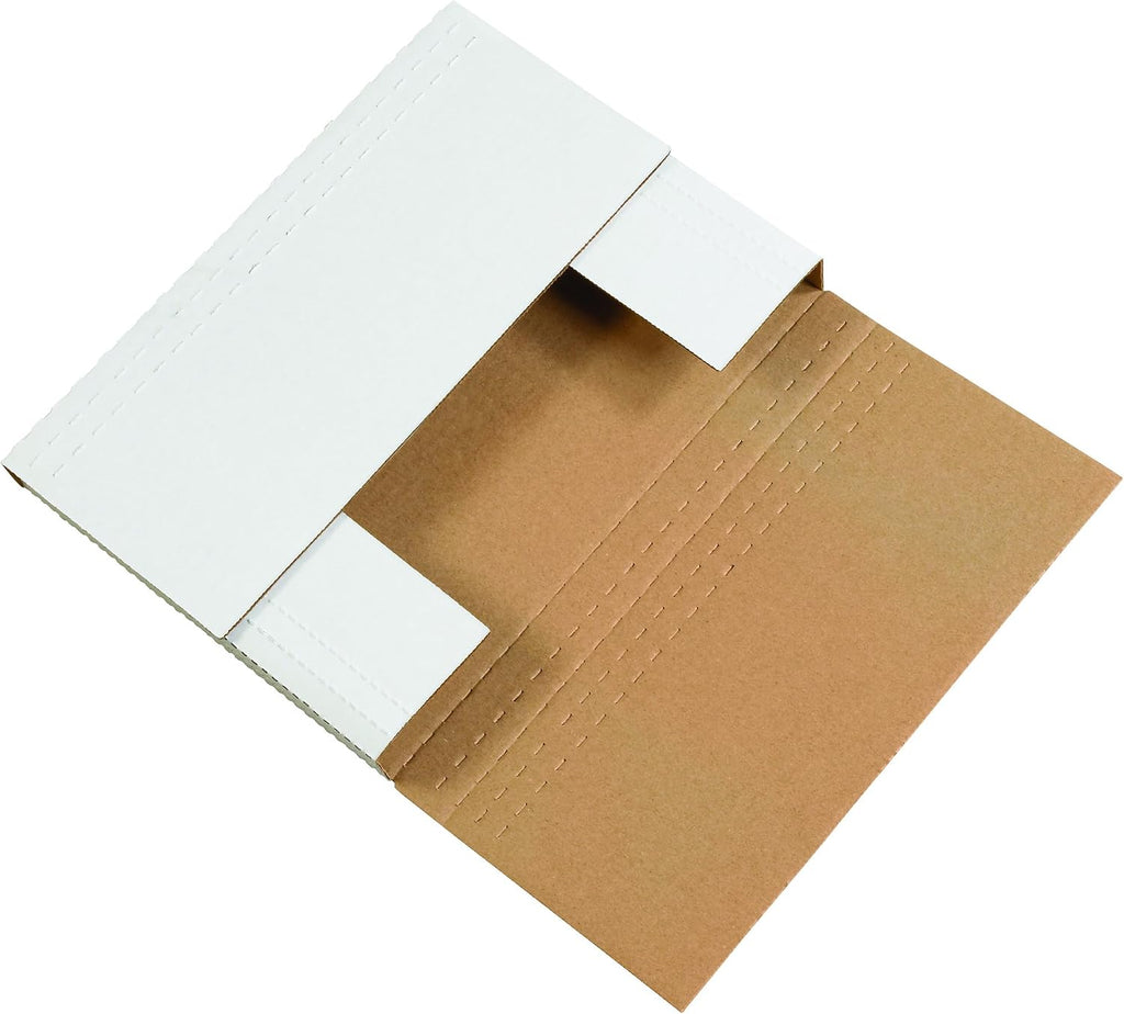 Tape Logic TLM2BK Easy-Fold Mailers, 12 1/8" x 9 1/8" x 2" White