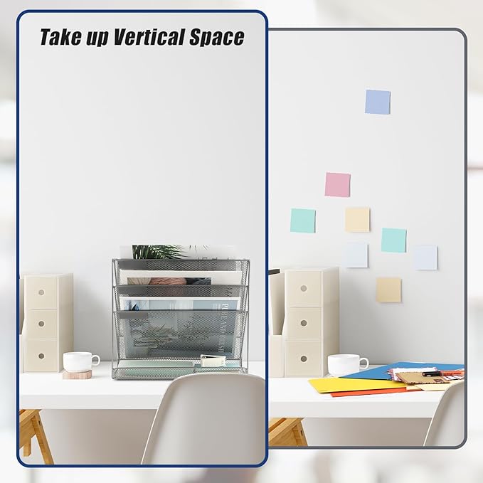 EASEPRES Desk File Organizer Mesh 4-Tier, Hanging Wall Mount Document - Image 4