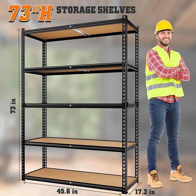 LEVELEVE 5-Tier Storage Shelving Unit, 2020 lbs Capacity, Heavy Duty Adjustable - Image 3