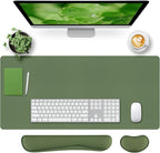 Bloss Keyboard Wrist Rest + Mouse Wrist Rest + Leather Desk Mat, Non-Slip Desk by Bloss