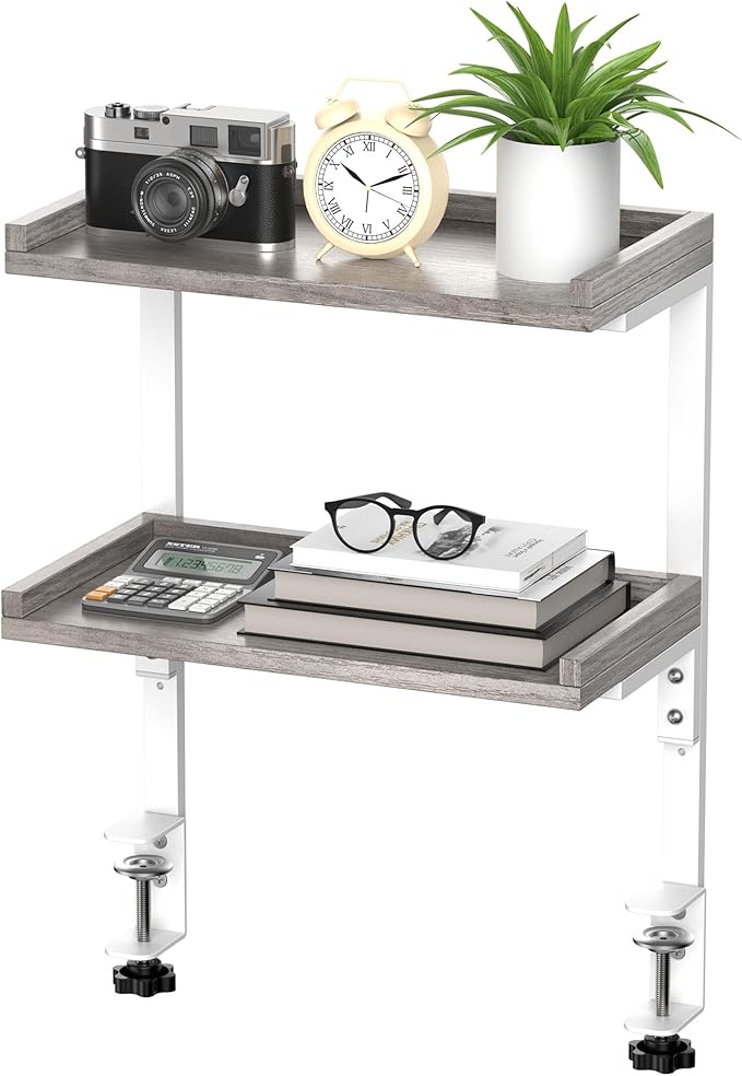 ART-GIFTREE Clamp On Desk Shelf 2-Tier, Wood Shelving Unit - Image 9