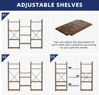 NUMENN Triple Wide 4 Tier Bookshelf, Adjustable Rustic Industrial Style - Image 5