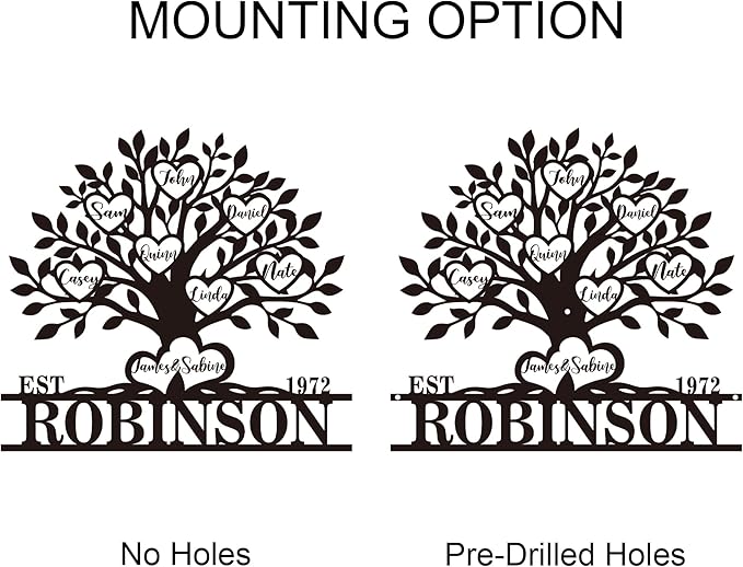 Personalized Family Tree Metal Sign Custom Last Name Sign Tree of Life Wall Art - Image 3