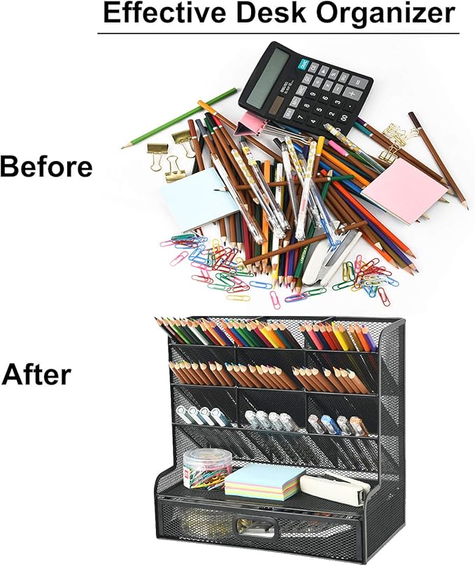Marbrasse Mesh Pen Holder for Desk, Desk Organizers and Accessories for Office - Image 5