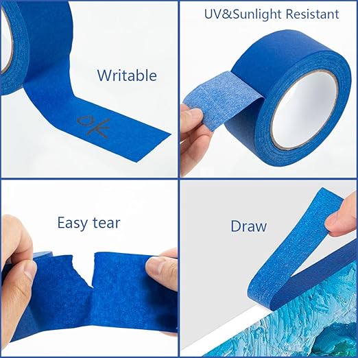 XUXU 16Pack Blue Painters Tape 2 inch Wide Masking Tape Bulk - Image 4