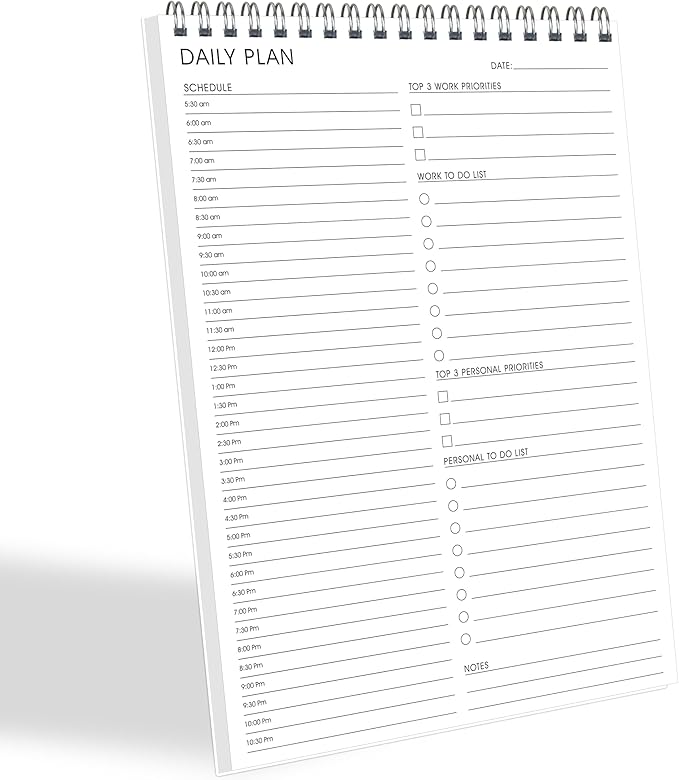 To Do List Notepad Half-Hour Hourly Schedules by GOLDPEI