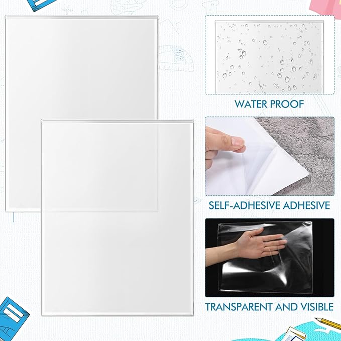 Outus Self Adhesive Shop Ticket Holders Clear Plastic Sleeves Adhesive Pockets - Image 4