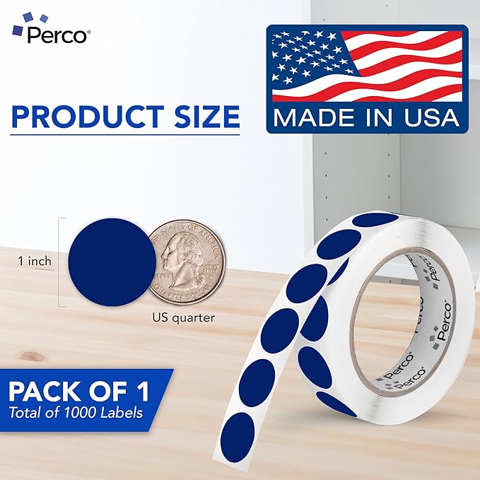 Perco Dark Blue 1-Inch Round Circle Dot Sticker Labels - Image 2
