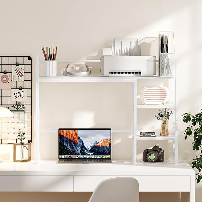 Snughome Desk Shelf, 38.6" Desktop Organizer Shelf, Desk Hutch - Image 4