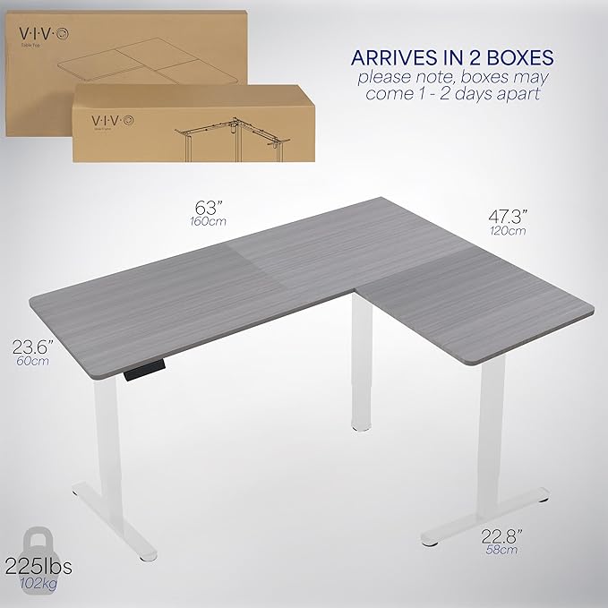 VIVO Electric Corner 63 x 47 inch L-Shaped Standing Desk, Memory Height - Image 6