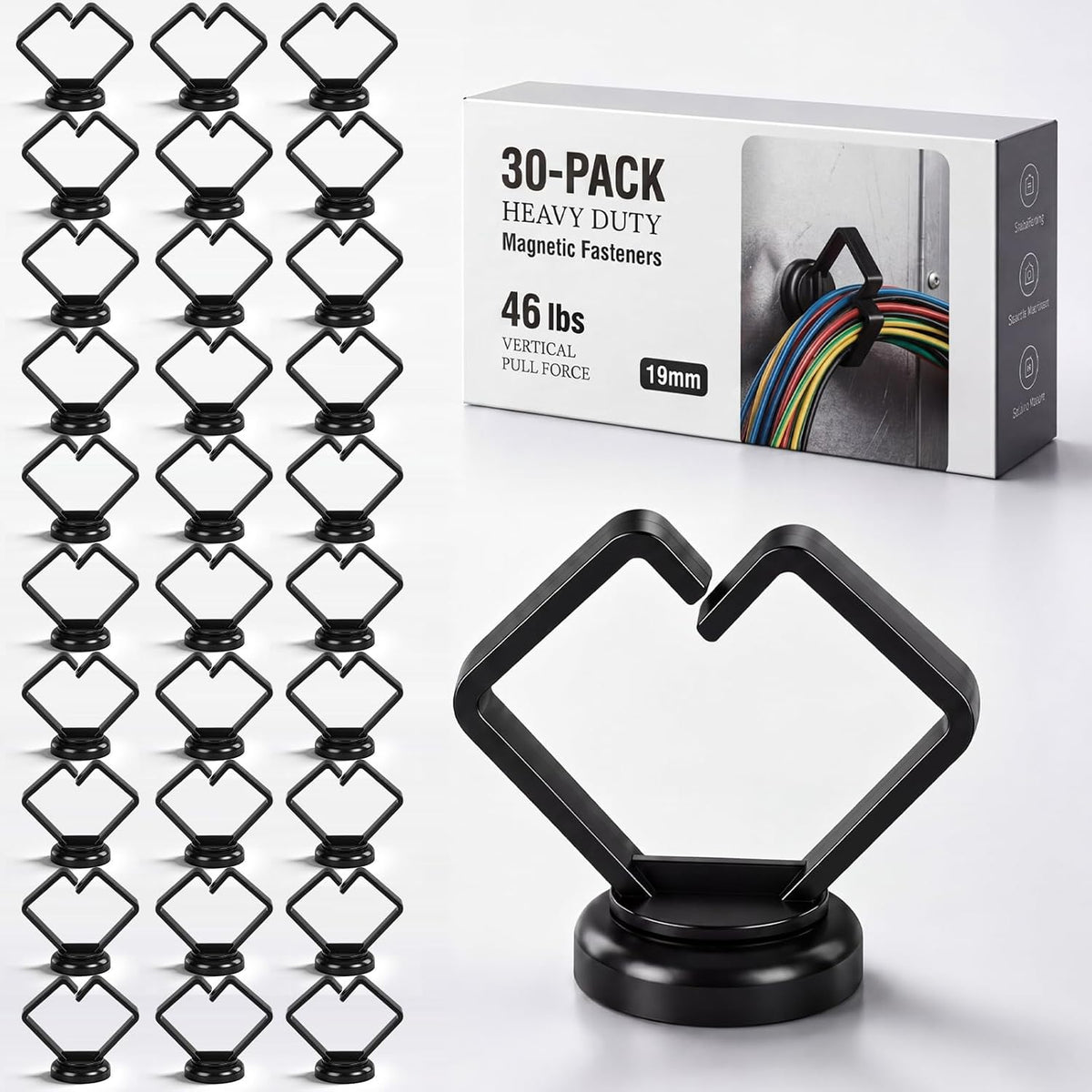 Konohan 30 Pack Magnetic Cable Holder 23lbs Heavy Duty Zip Tie Mount