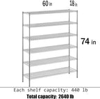 Regal Altair 18" Deep x 60" Wide x 74" Height Wire Shelving Kit | 6-Tier | NSF - Image 3