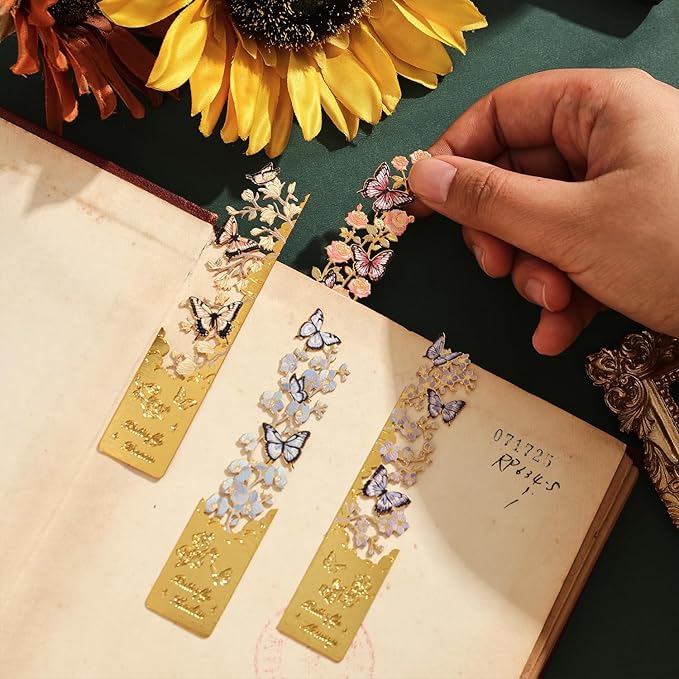 4pcs Metal Bookmarks, Butterfly Flower Theme Pretty Book Marks - Image 6