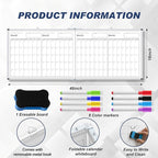 Lincia 48" x 18" Magnetic Horizontal 4 Month Dry Erase Calendar - Image 2