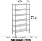 Regal Altair 18" Deep x 42" Wide x 74" Height Wire Shelving Kit | 6-Tier | NSF - Image 3