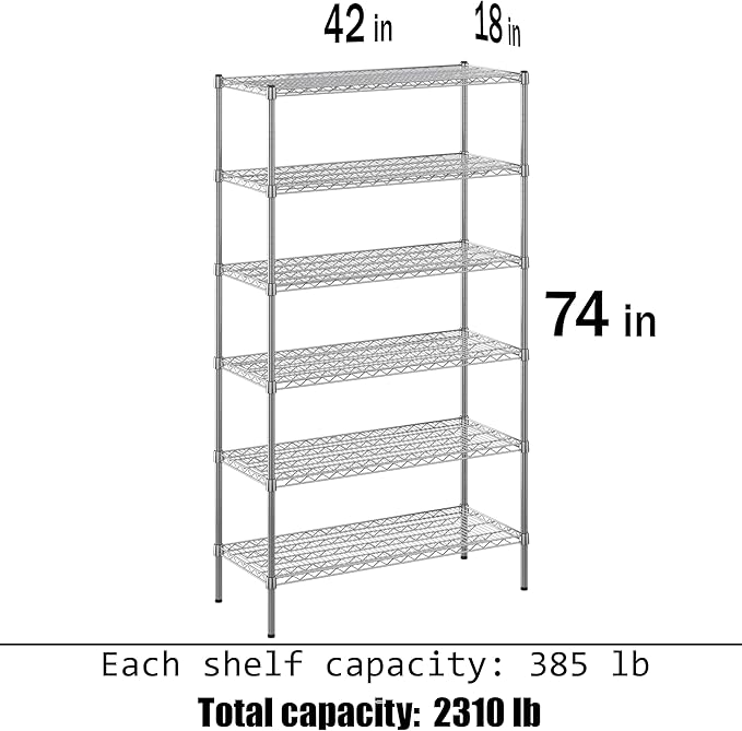 Regal Altair 18" Deep x 42" Wide x 74" Height Wire Shelving Kit | 6-Tier | NSF - Image 3