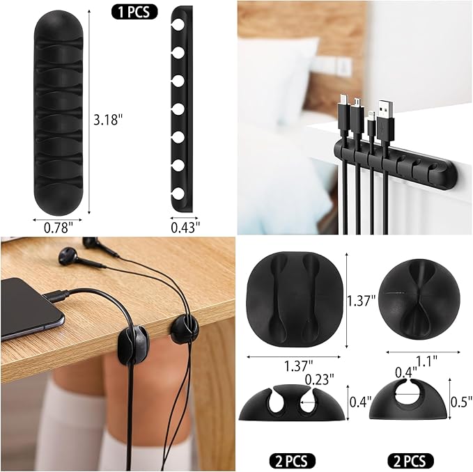 604 Pcs Cable Management Kit, 4 Cord Organizer Sleeve, 7 Cable Holder, 38 - Image 2