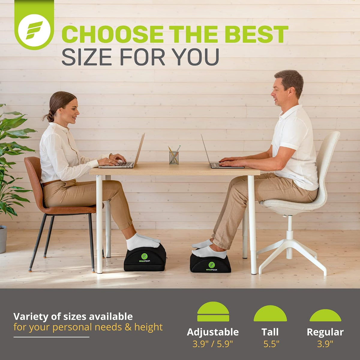 ErgoFoam Ergonomic Foot Rest Under Desk - Premium Velvet Soft Foam Footrest f...