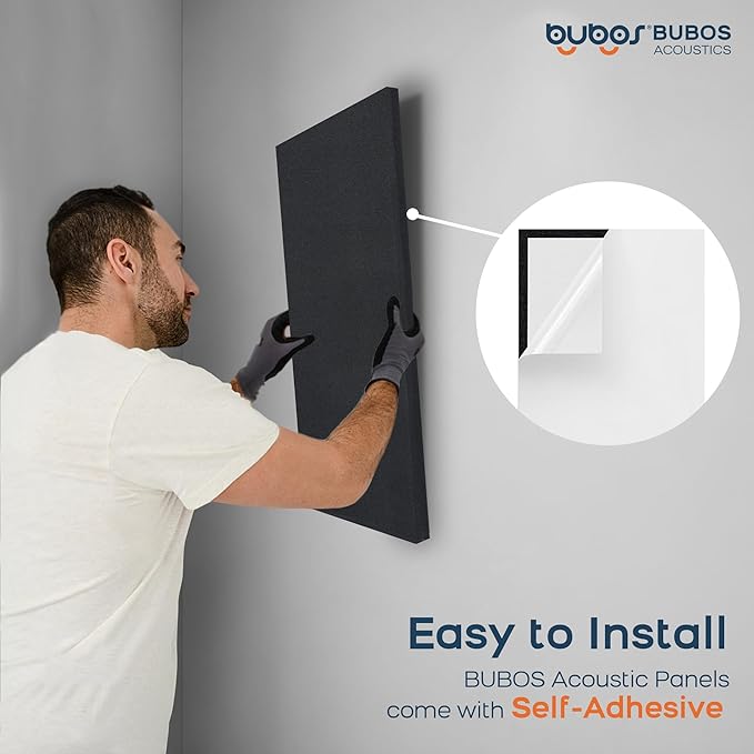 BUBOS 4 PCS Acoustic Panels, 23.6''x11.8'' Fabric Soundproof Wall Panels - Image 8