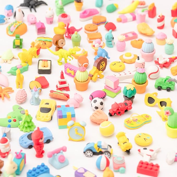 CLOCK KING 210pcs 3D Cute Kids Erasers, Random Desktop Pet Toys Gifts, - Image 4