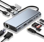 USB C HUB, USB C Adapter 11 in 1 Dongle by SZPACMATE