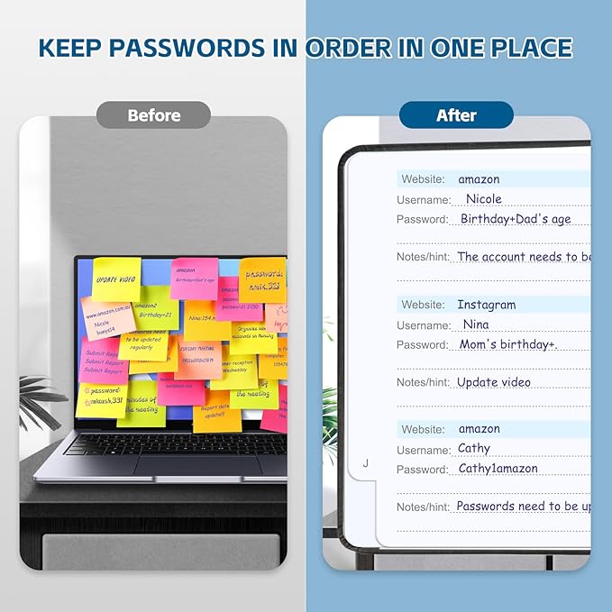 Password Keeper Book with Alphabetical Tabs，4.3"x5.7" Small Password Books - Image 5