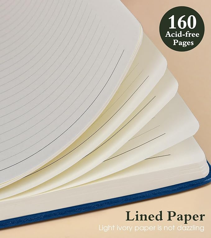 PAIBAS Lined Journal Notebook for Women Men, 160 Pages, A5 Hardcover Vintage - Image 4