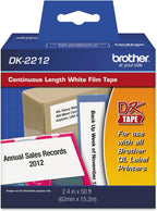 Brother Genuine DK-2212 Continuous Length Black on White Film Tape for Brother QL Label Printers, 2.4" x 50' (62mm x 15.2M), 1 Roll per Box, DK2212,Black/White