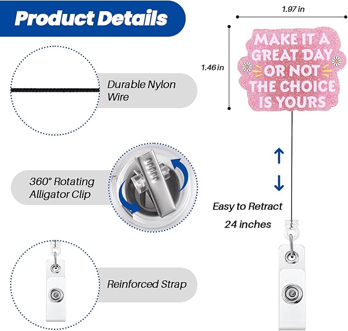 Make It A Great Day Or Not The Choice is Yours Funny Nurse Badge Reel, Cute - Image 2