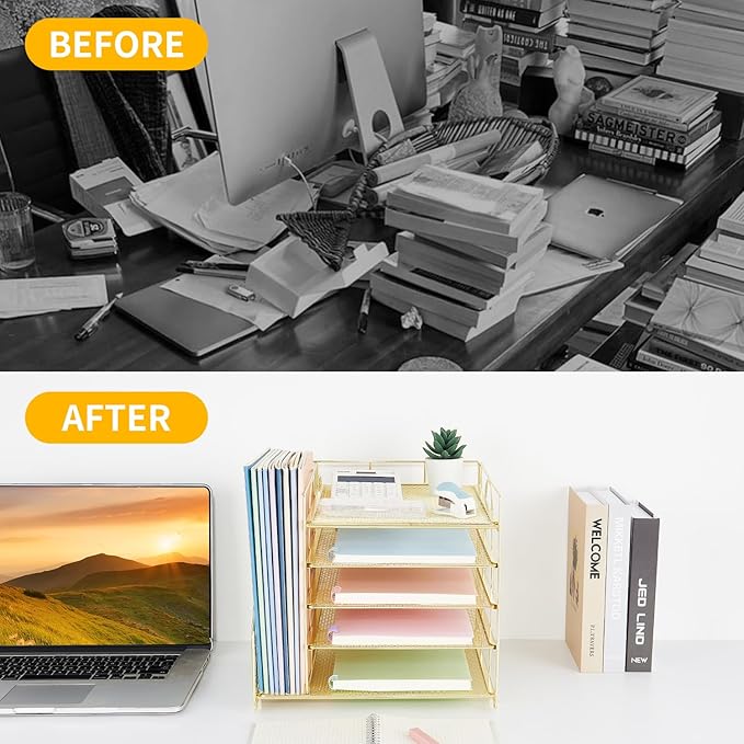 LEKETREE Desk Organizers and Accessories, 5-Tier Paper Letter Tray Organizer - Image 2