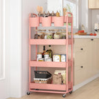 JIUYOTREE 4-Tier Plastic Rolling Storage Cart Utility Cart - Image 6