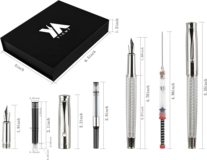 YICMY Fancy Fountain Pen Set – Fine & Medium Nibs, Includes 18 Ink Cartridges - Image 3