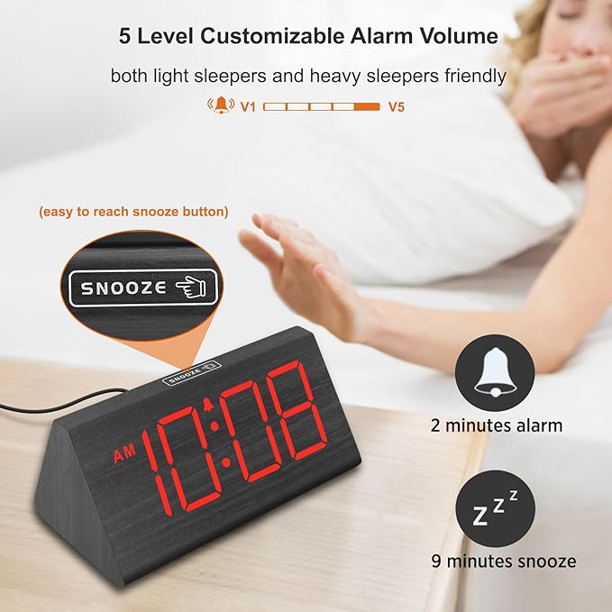 DreamSky Wooden Digital Alarm Clocks - Image 6