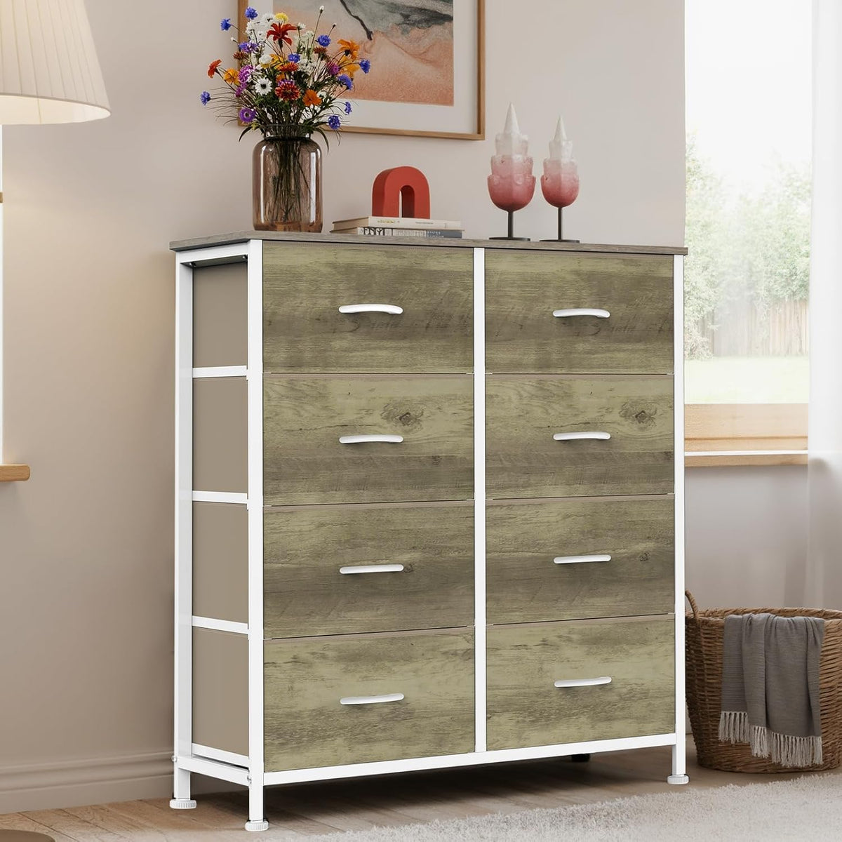 Sweetcrispy 8 Drawer Dresser for Bedroom, Large Fabric Storage Tower