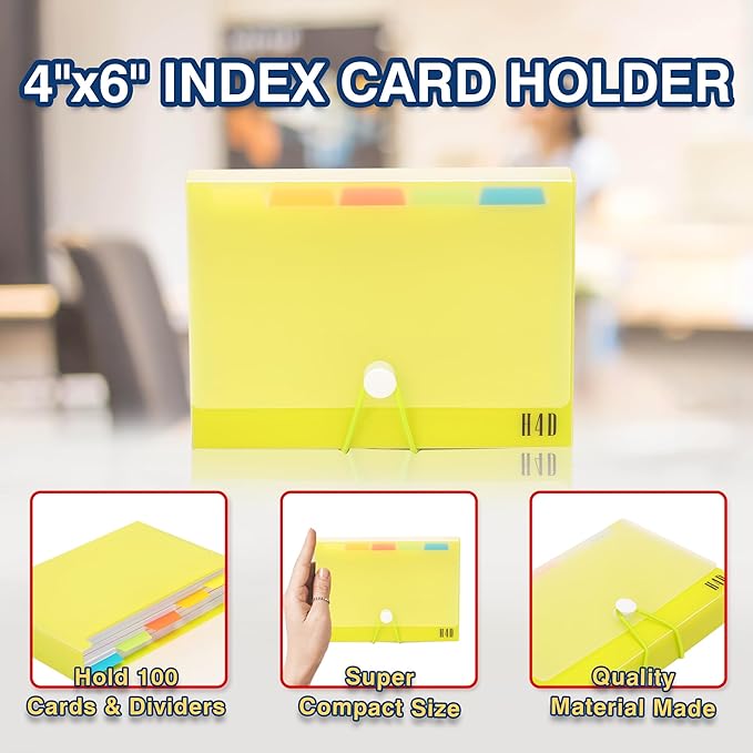 H4D 4x6 Index Card Case with 100 Heavyweight Ruled Index Cards and Dividers - Image 3