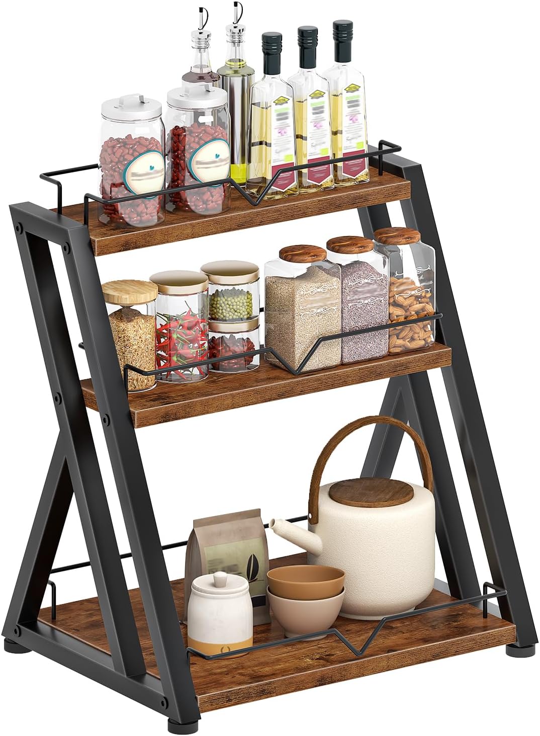 HOOBRO 3-Tier Kitchen Spice Rack, Kitchen Countertop Shelf, Desk Shelf Organi...