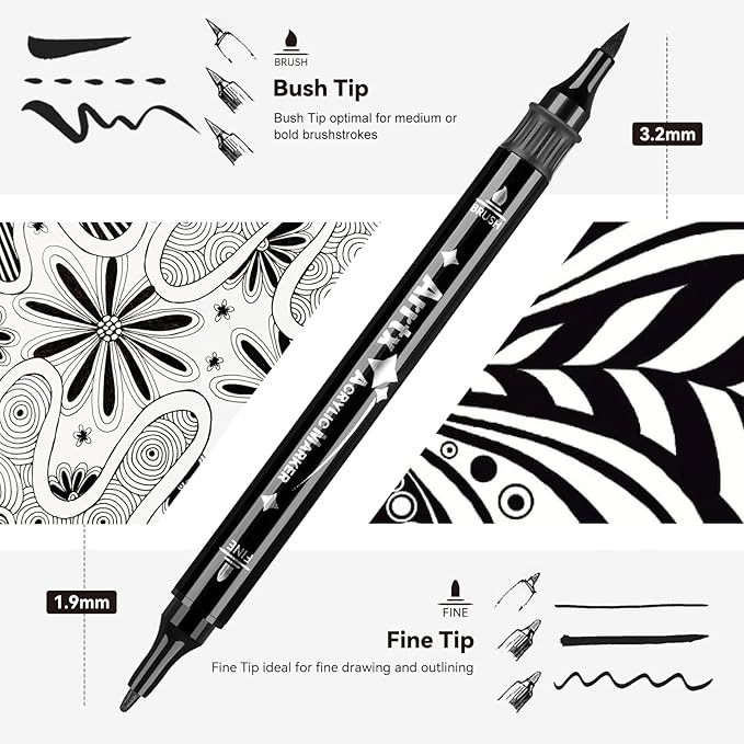 Arrtx Black Paint Pen 8 Pack Dual Tip, Stone and DIY Crafts - Image 2