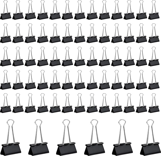 72 PCS Medium Binder Clips – 1.6Inch Heavy Duty Black Metal Paper Clamps by Unknown
