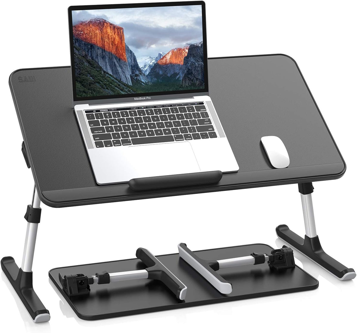 SAIJI PU Leather Laptop Bed Tray Table, Adjustable Laptop Stand with Removabl...