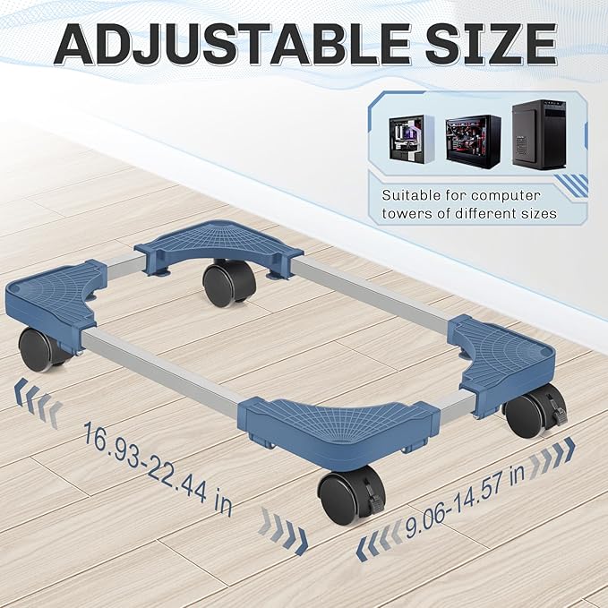 Liitrton Mobile CPU Stand, Adjustable Computer Tower Stand - Image 2