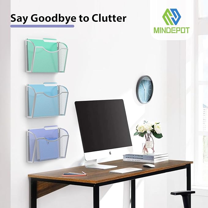 MINDEPOT Wall File Organizer, Hanging Wall Mounted File Folder Binder Holder - Image 6