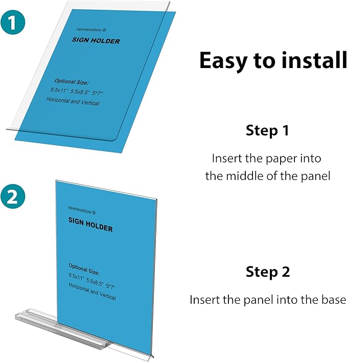 newnewshow 5“x7” Acrylic Sign Holder 6 Pack Vertical T Shape Double-Sided - Image 3