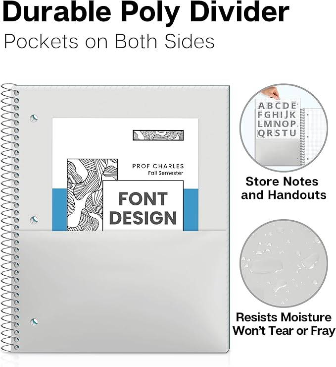 Dunwell Graph Paper Notebook 8.5 x 11 Plastic Cover, 100 Sheets, Perforated - Image 5